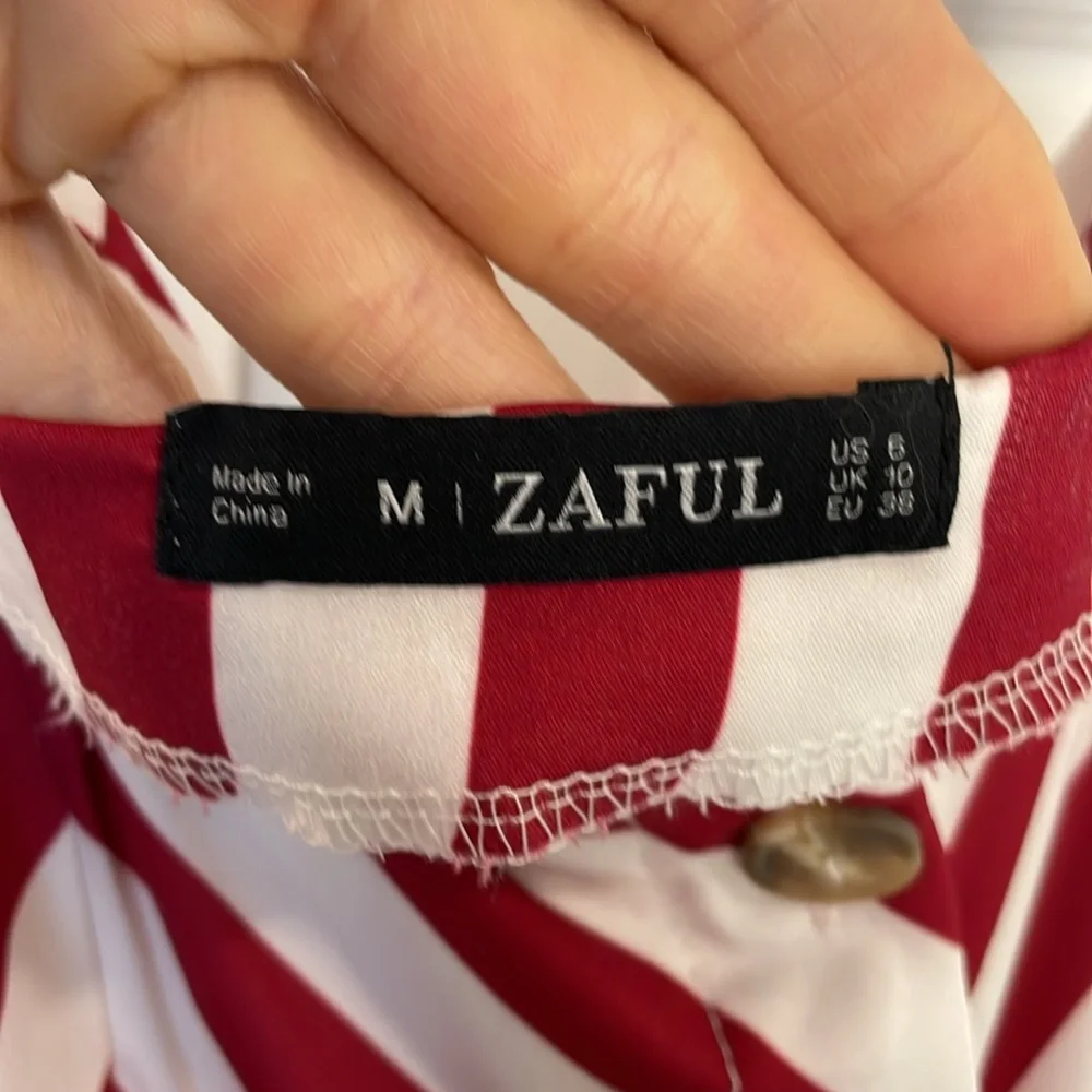 ZARA ZAFUL RED & WHITE STRIPE SPAGHETTI STRAP LONGER DRESS SIZE MEDIUM or 6